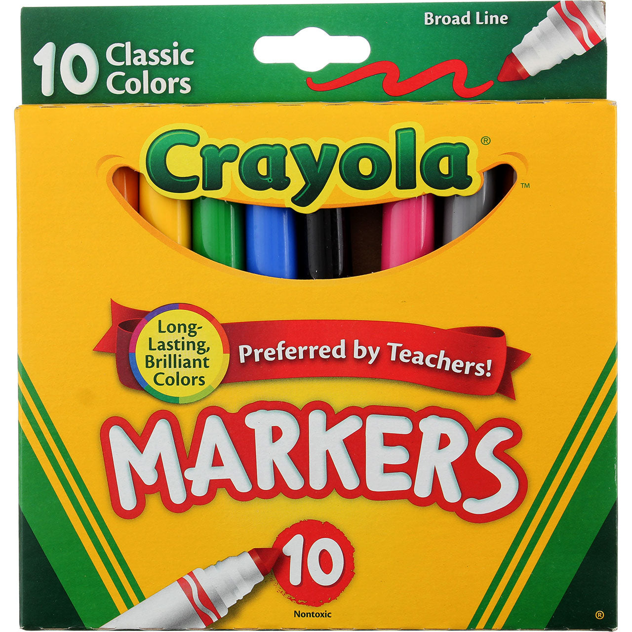 Crayola Ultra Clean Washable Broad Line Classic Markers, 10 ct