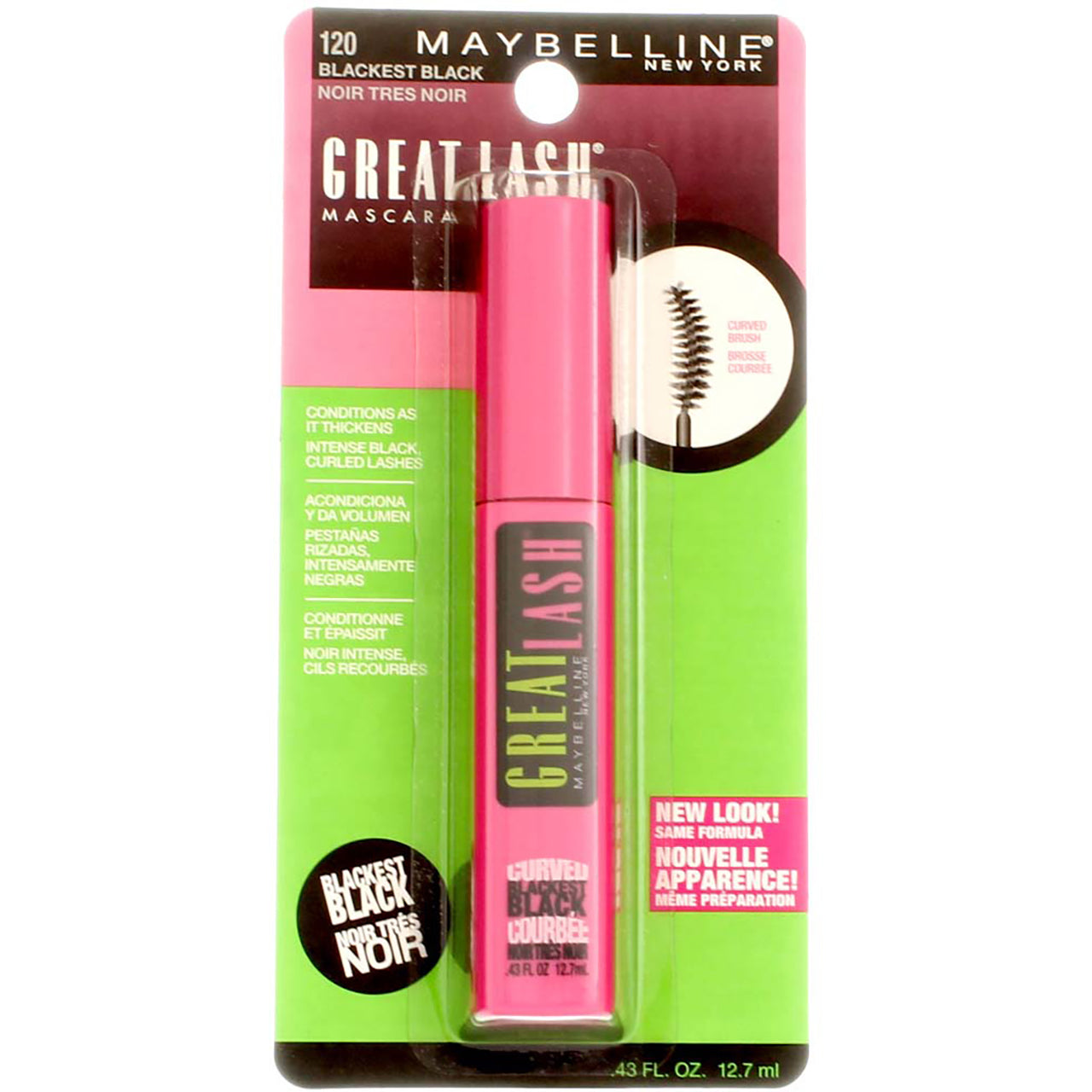 Maybelline Great Curved Blackest Vitabox 12 Washable Brush Lash Black Mascara, –