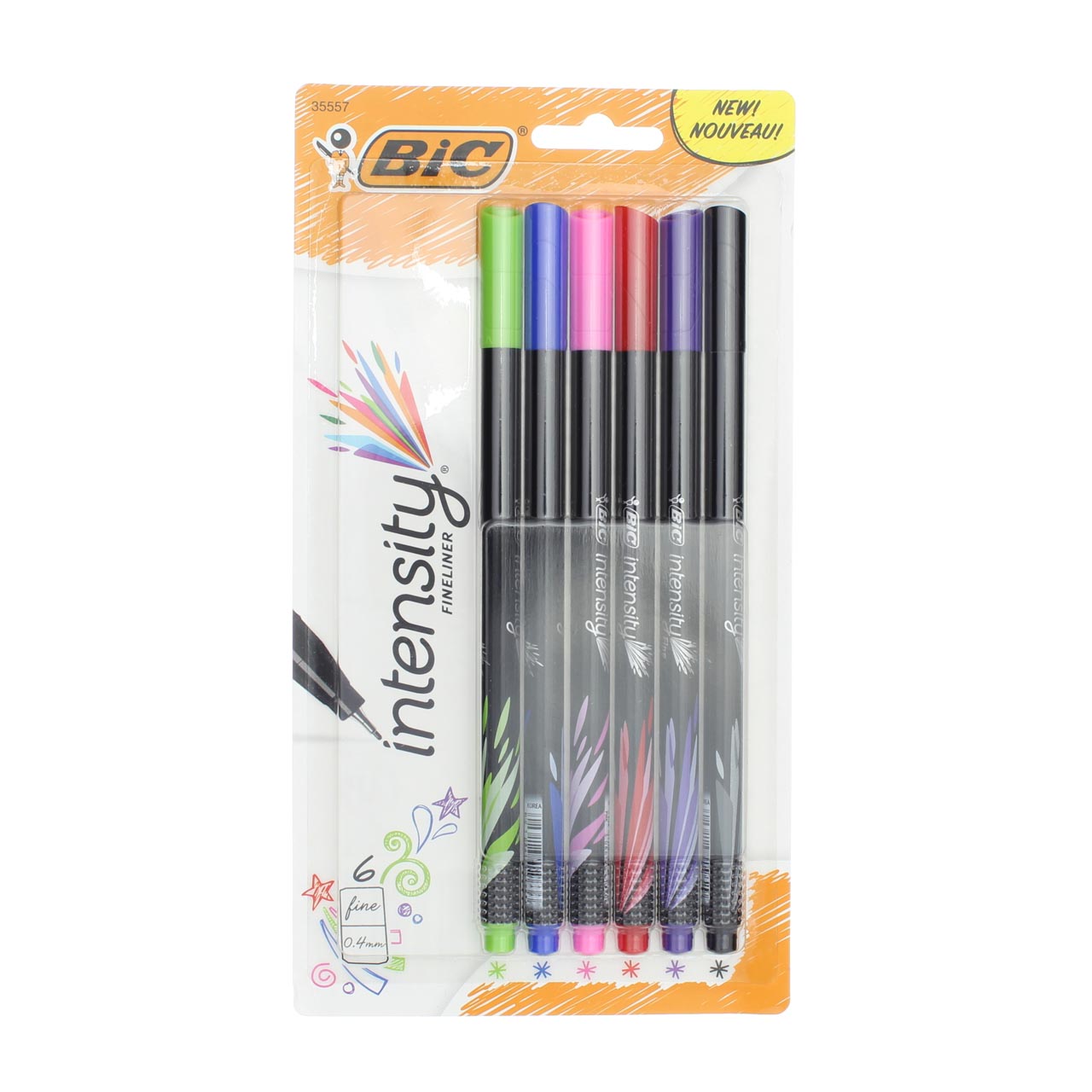 BIC - Intensity Fineliner Felt Pen, Fine Point (0.4 mm), Assorted Colors -  6 Ct/ each - 12 Pack