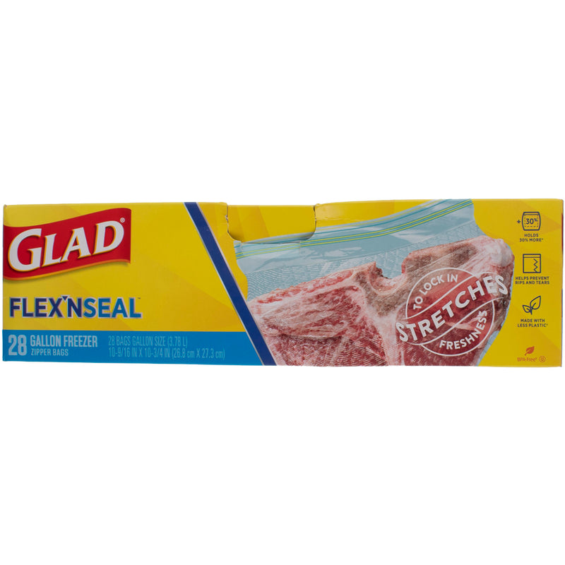 Glad FLEXN SEAL Gallon Freezer Zipper Bags, 28 Count (Pack of 4) - Package  May Vary Gallon