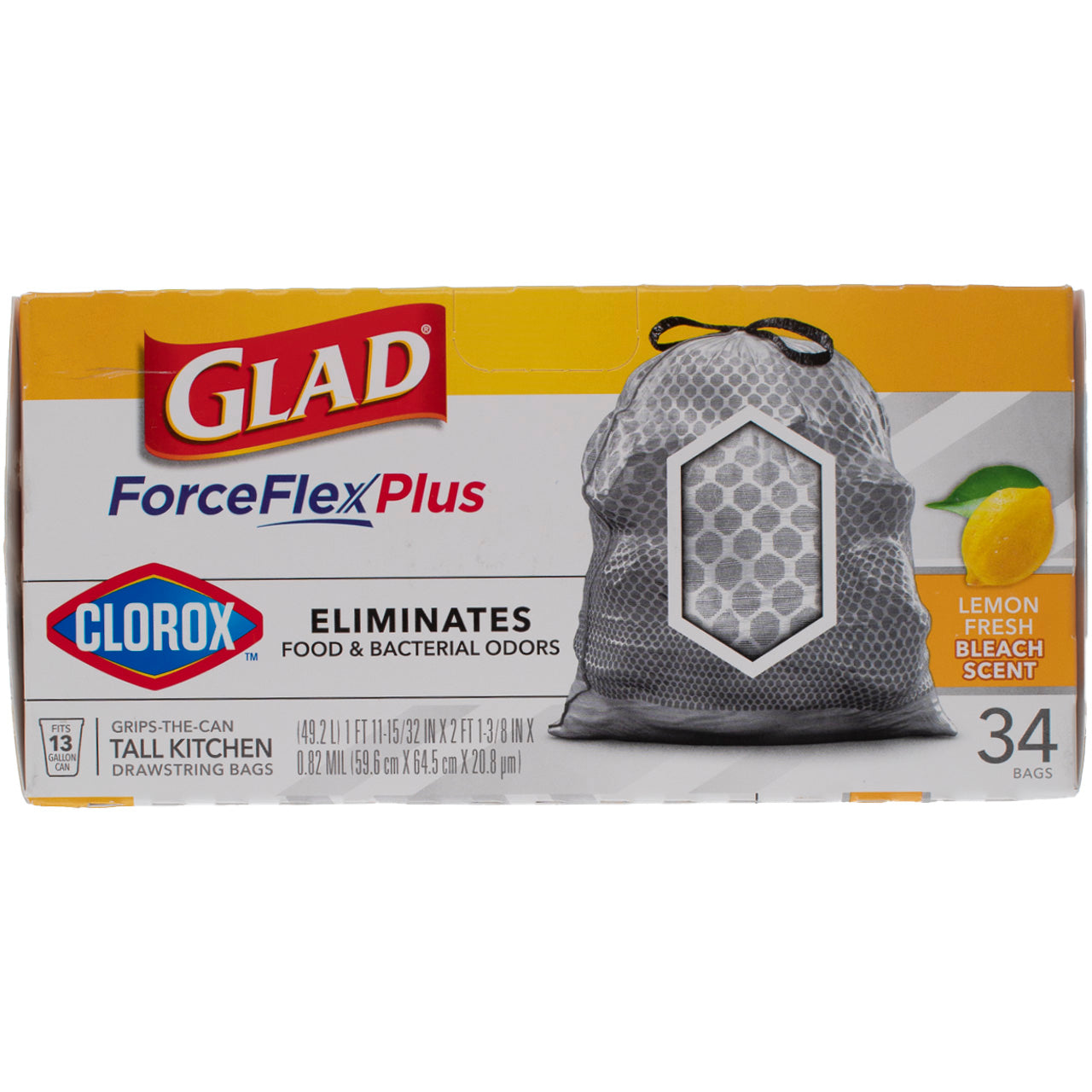 GLAD - Glad Forceflex Plus Lemon Fresh Drawstring Tall Kitchen 13 Gal Trash  Bags 34 Ct (34 count)