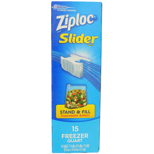 Glad Zipper Freezer Storage Plastic Bags - Gallon - 15 Count, Blue,Green