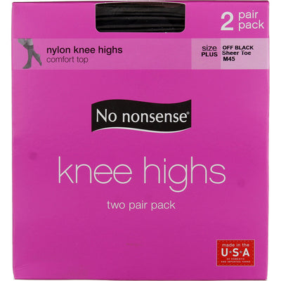No Nonsense Knee Highs Nylon Knee Highs, Nude TZ6, Size One, Sheer